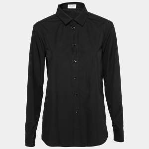 Saint Laurent Black Poplin Button Front Shirt L