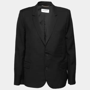 Saint Laurent Black Wool Button Front Blazer XL