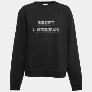 Saint Laurent Black Logo Printed Cotton Sweatshirt XL