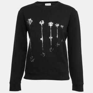 Saint Laurent Paris Black Palm Trees Print Cotton Sweatshirt L
