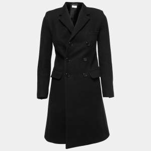Saint Laurent Paris Black Wool Double-Breasted Coat S