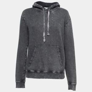 Saint Laurent Grey Cotton Distressed Bleached Hoodie XS