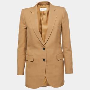 Saint Laurent Brown Wool Single-Breasted Tailored Blazer S