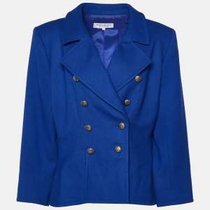 Yves Saint Laurent Rive Gauche Blue Wool Double Breasted Jacket L