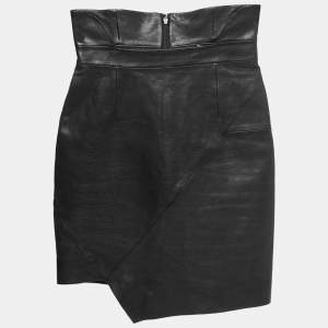 Saint Laurent Black Leather Mini Skirt S