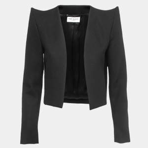 Saint Laurent Black Wool Pointed Shoulder Open Blazer M