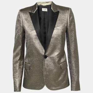 Saint Laurent Metallic Gold Single-Breasted Blazer M