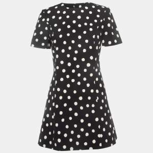 Saint Laurent Black Polka Dot Crepe Mini Dress M
