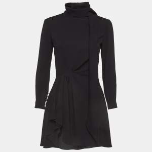 Saint Laurent Black Crepe Asymmetrical Mini Dress M