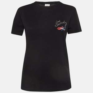 Saint Laurent Black No Smocking Print Cotton T-Shirt XS