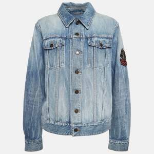Saint Laurent Paris Blue Denim Applique Detail Jacket M