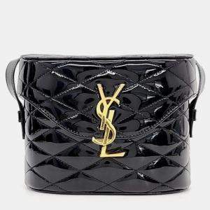 Saint Laurent Black Patent Leather June Shoulder Bag