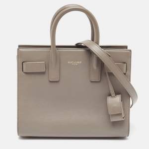 Saint Laurent Grey Leather Nano Classic Sac De Jour Tote