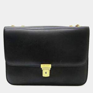 Saint Laurent Black Leather Tuc Shoulder Bag