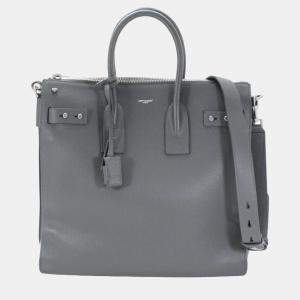 Saint Laurent Paris Grey Leather North/South Sac De Jour Satchel Bag