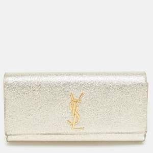 Saint Laurent Gold Leather Kate Clutch