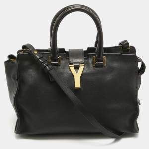 Saint Laurent Black Leather Small Cabas Chyc Tote