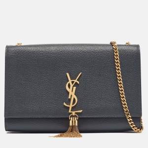 Saint Laurent Grey Leather Medium Kate Tassel Shoulder Bag