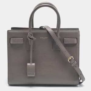 Saint Laurent Grey Leather Baby Classic Sac De Jour Tote