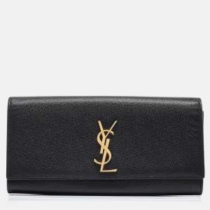 Saint Laurent Black Leather Kate Monogram Clutch