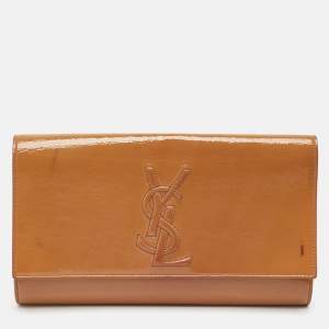 Saint Laurent Beige Patent Leather Belle De Jour Clutch