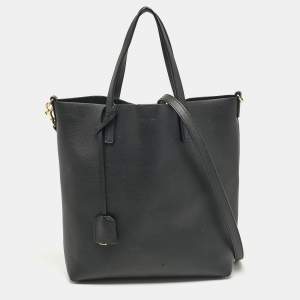 Saint Laurent Black Leather Toy Shopper Tote