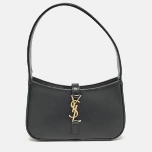 Saint Laurent Black Leather Mini LE 5 À 7 Pochette Bag