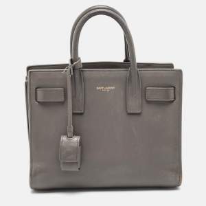 Saint Laurent Grey Leather Nano Classic Sac De Jour Tote