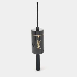 Saint Laurent Black Acrylic Evening Tassels Wristlet Clutch