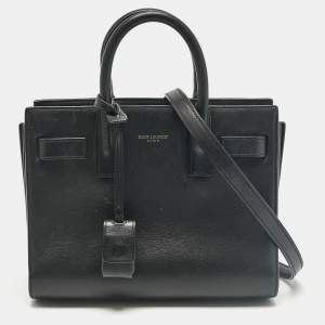 Saint Laurent Black Leather Nano Classic Sac De Jour Tote