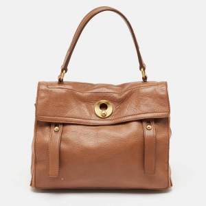 Saint Laurent Brown Canvas and Leather Muse Two Bag