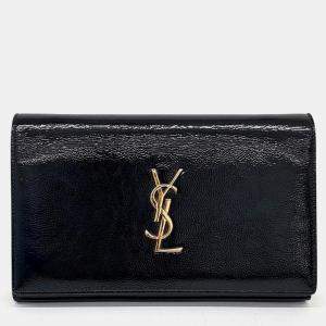 Saint Laurent Patent Monogram Chain Clutch Bag