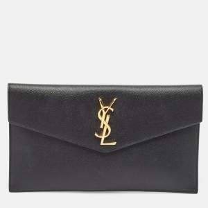 Saint Laurent Black Leather Uptown Pouch Clutch