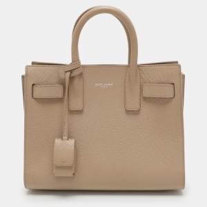 Saint Laurent Beige Leather Nano Classic Sac De Jour Tote