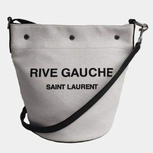 Saint Laurent Paris Black/White Canvas Rive Gauche Tote Bag