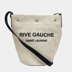 Saint Laurent Paris Beige Canvas Rive Gauche Tote Bag