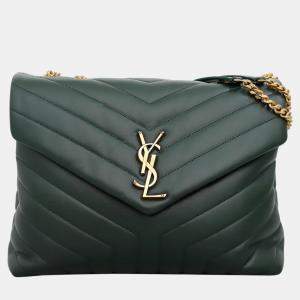 Saint Laurent Paris Green Leather Medium Loulou Bag 