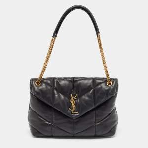 Saint Laurent Black Puffer Leather Medium Loulou Shoulder Bag