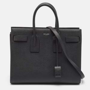 Saint Laurent Black Leather Small Classic Sac De Jour Tote