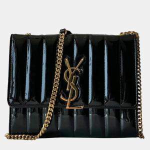 Saint Laurent  Patent Calfskin Matelasse Monogram Medium Vicky Chain Shoulder Bag