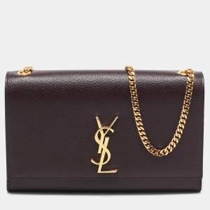 Saint Laurent Burgundy Leather Medium Kate Shoulder Bag