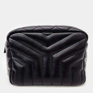 Saint Laurent Paris Black Canvas Saint Laurent Paris Monogram Lulu Bowling Bag