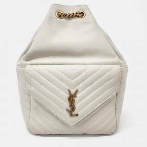 Saint Laurent Paris White Leather Saint Laurent Paris Monogram Joy Backpack