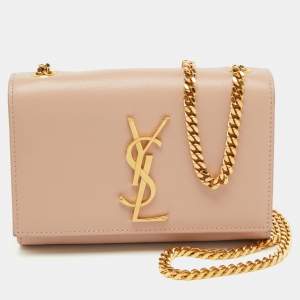 Saint Laurent Poudre Beige Grain Leather Small Kate Shoulder Bag