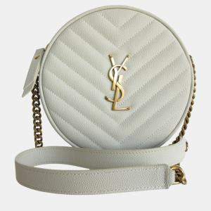 Saint Laurent Ivory Leather Shoulder Bag