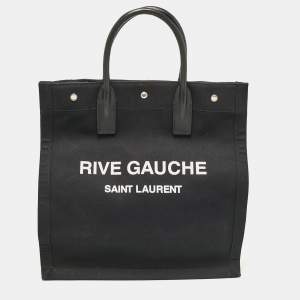 Saint Laurent Black Canvas and Leather North South Rive Gauche Tote
