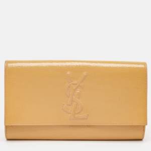 Saint Laurent Beige Patent Leather Belle De Jour Clutch