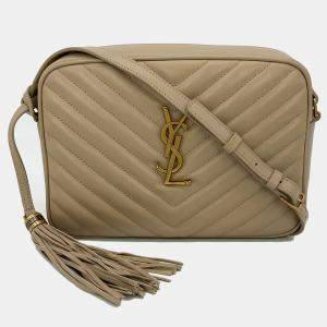Ysl Saint Laurent Lou Camera Bag In Dark Beige