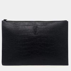 Saint Laurent Black Leather Clutch
