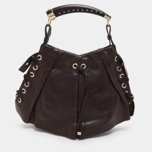 Saint Laurent Paris Brown Leather Mombasa Hobo